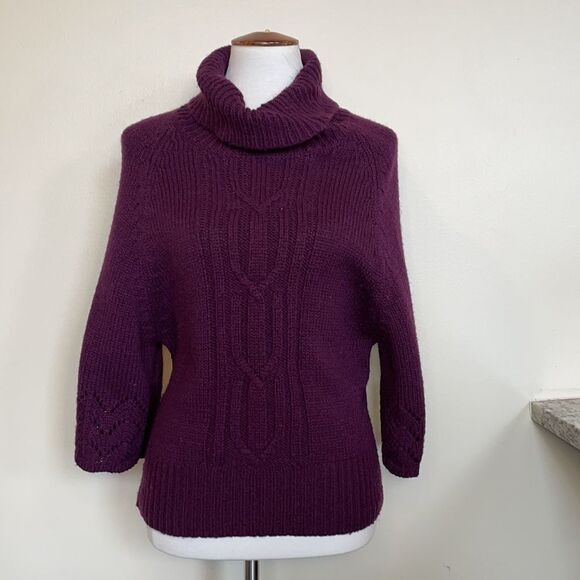 Fenn Wright Manson Deep Purple Wool Blend Chunky Turtleneck (Size: Large) - Picture 6 of 13